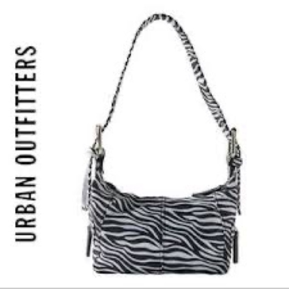 UO Nylon Zebra Print Baguette Bag